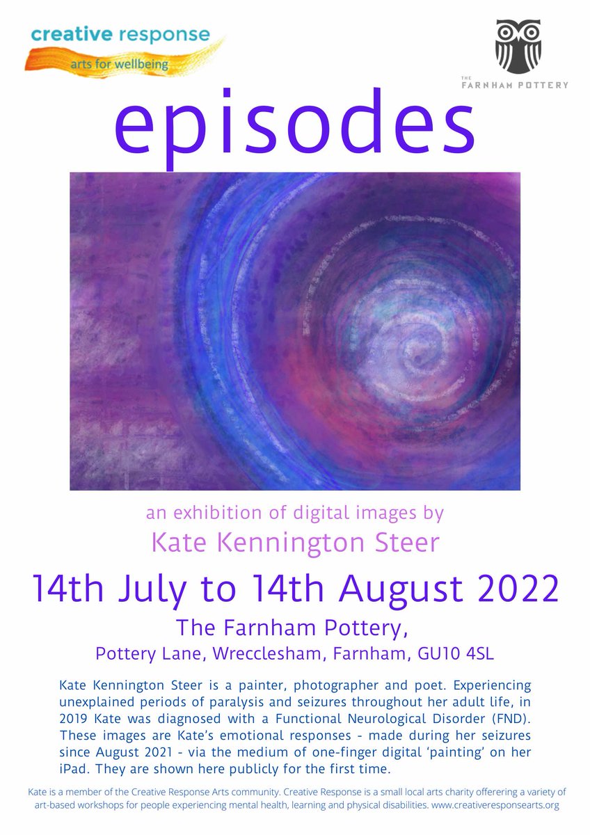 Dates for your diary! One of our participants Kate is holding her exhibition at the Farnham Pottery so do go along and see her amazing work.