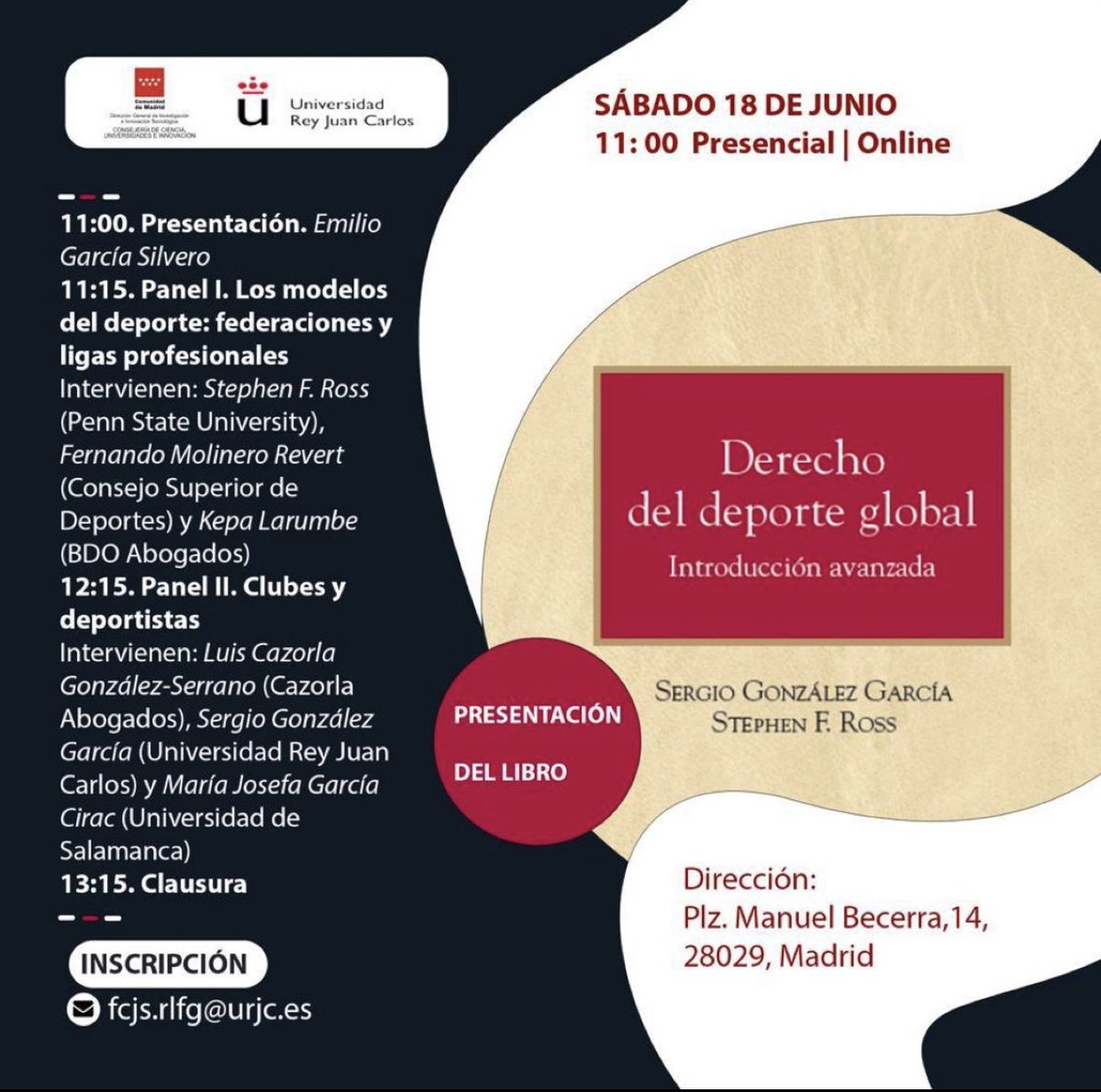 Se presenta "Derecho en el Deporte Global" de Sergio González García, Ed. Aranzadi @TR_ESP 

📍<a href="/urjrc/">*</a> , sede Manuel Becerra

#derechodeportivo #deporte #Novedades #derechoadministrativo #dykinson