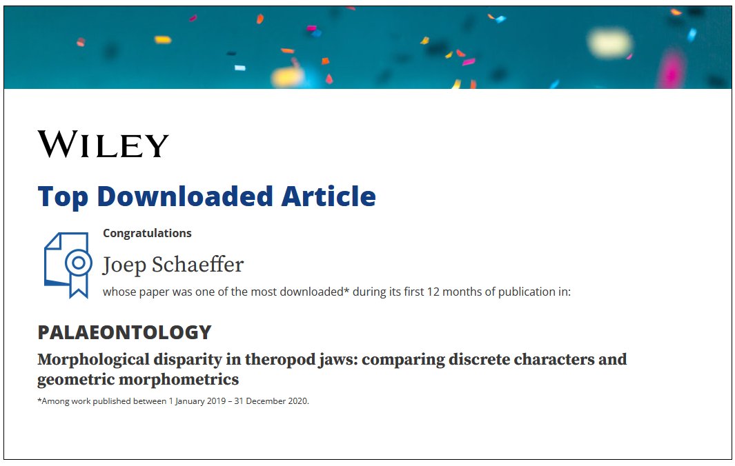 JoepSchaeffer's tweet image. Nice message to brighten up the afternoon. #TopDownloadedArticle in #Palaeontology. Thanks to my MSc supervisors @DrTLStubbs, @jemilyr and Michael Benton