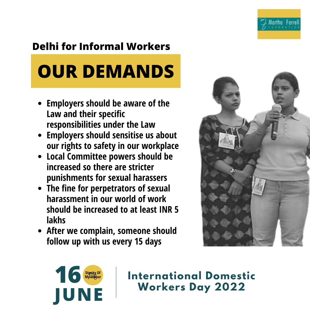 FoundationMf's tweet photo. On May 15, women #domesticworkers led a State Level Consultation for Strengthening Implementation of the #SHWAct2013 for Informal Workers. This #IDWD2022, we stand in solidarity with demands and recommendations they made to enable a safer world of work for them #DignityOfMyLabour https://t.co/YjtYrJpYI5