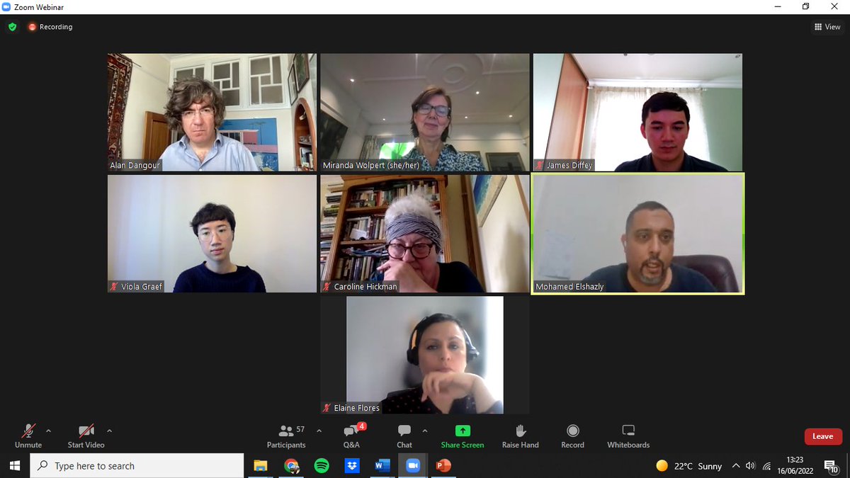 Wrapping up our last <a href="/kopim_ccmh/">Keeping Our Planet in Mind</a> #keepingourplanetinmind #climatechange and #mentalhealth webinar of the series with a lively Q&amp;A

Thank you to our wonderful panelists for sharing your valuable insights 🌟
<a href="/Osahermosa2010/">Elaine C Flores Eng/Spa 🍉✨</a> @ViolaGraef <a href="/james_diffey/">James Diffey</a>  <a href="/drmelshazly/">Mohamed Elshazly</a> <a href="/Carolinehickma/">Caroline Hickman</a>