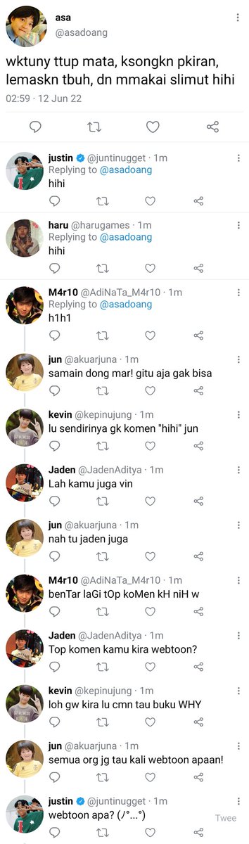 yochiorenji's tweet photo. — Kabar Asa Hari Ini
“ak cm mw bo² siank, tp tmn²ku kyk rujak. rame bgt.”

[ Asahi Short AU ]
© yochiorenji https://t.co/MnVTkj1fXc