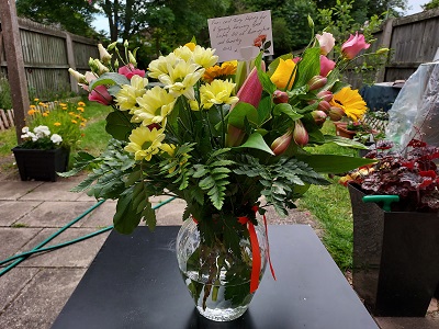 TonyAdamsJourno's tweet photo. A lovely surprise me and my wife truly grateful for the lovely flowers and kind gesture from my colleagues @NUJBhamCov,  it's times like these that you appreciate the love and support from fellow comrades in difficult times @NUJofficial thanks so much- in solidarity x https://t.co/RHNJTn369n