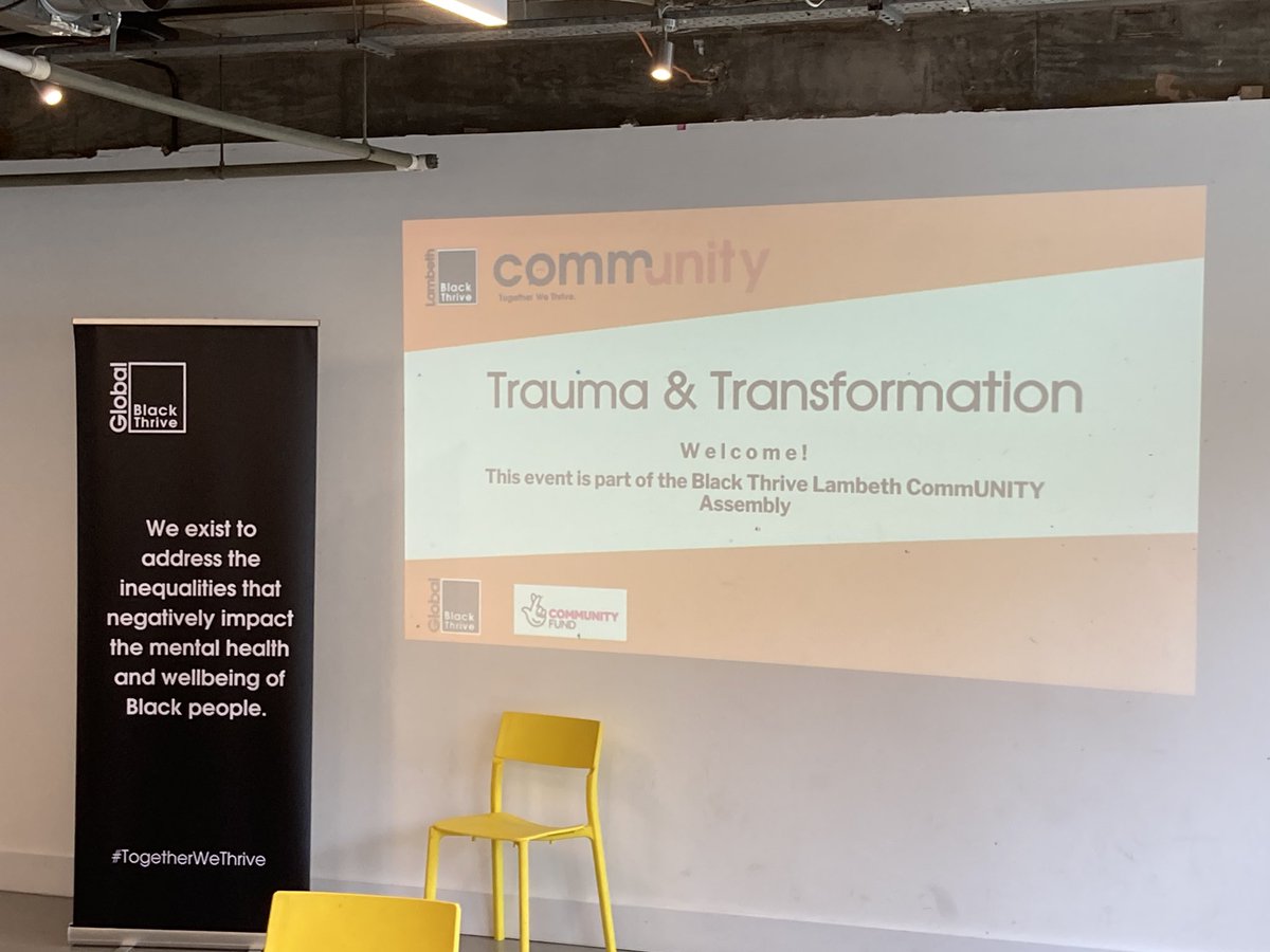 BlackThriveLbth's tweet photo. Just putting the finishing touches on todays #TraumaAndTransformation event. 

Its on the ground floor of #3Space (international house) 

See you there🙌🏾 https://t.co/H5q3kOTFnV