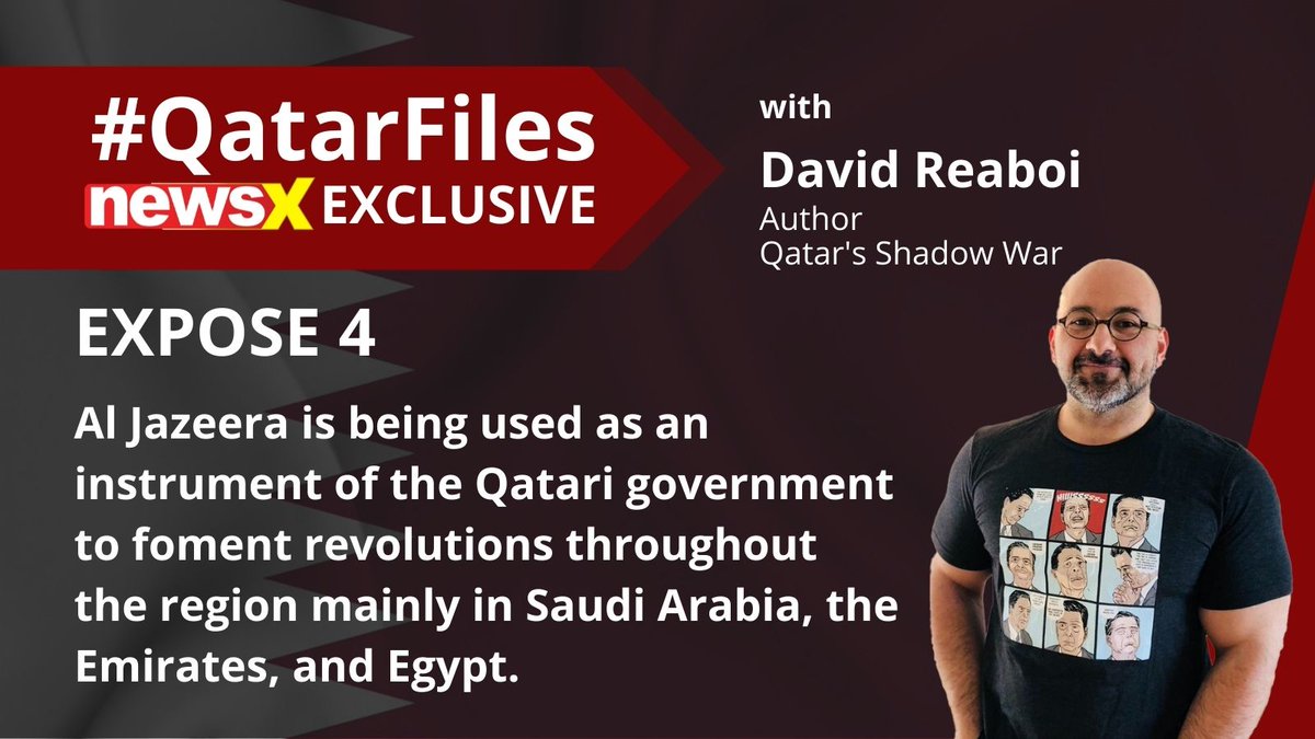 NewsX's tweet photo. #QatarFiles | ‘Al Jazeera is being used as an instrument of the Qatari government to foment revolutions throughout the region.’ David Reaboi @davereaboi on #NewsX
#QatarFiles #NewsX #ExposeQatar #QatarExposed #BoycottQatar2022 #BoycottQatarAirways https://t.co/UNpNmieBrH