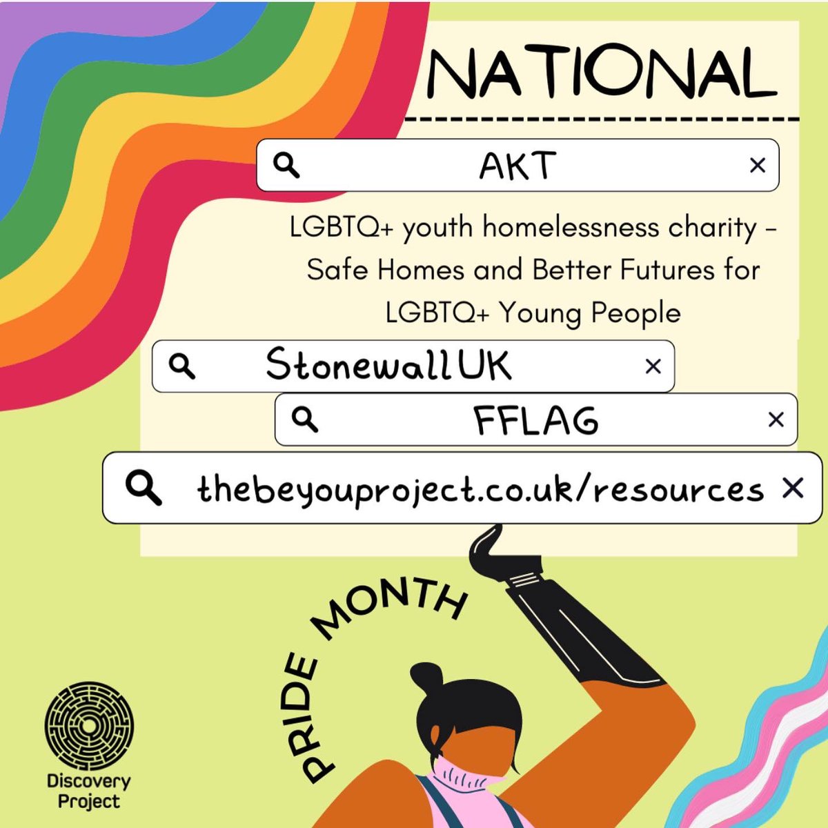 Dorsetdiscovery's tweet photo. Happy Pride Month! Here is a list of some of the organisations that support LGBTQ+ youth both here in Dorset and across the UK - 

@SpaceDorset
@TheProudTrust
@Mermaids_Gender 
@aktcharity 
@stonewalluk 
@OfficialFFLAG https://t.co/GQFHgeqiML