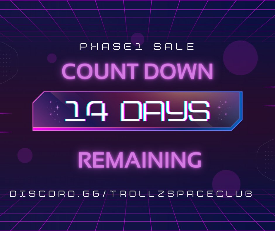 TrollzSpaceClub's tweet photo. 14 days until we launch phase 1🗓️

come join the discord 🔗

https://t.co/UYBek0Xhsa

👹🪐🍸

#mintdate #Mintingsoon #Discord #NFTLaunch https://t.co/d9XifRAKpL