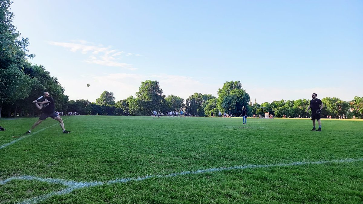 So much excitement playing Tins before Wins last night that we forgot to get a team photo...but here's @JpStuart_83 about to smash it across Regent's Park.  <a href="/CharitySoftball/">London Charity Softball League</a> P.S. welcome back <a href="/DomBuchan/">Dom Buchan</a> #zaddy