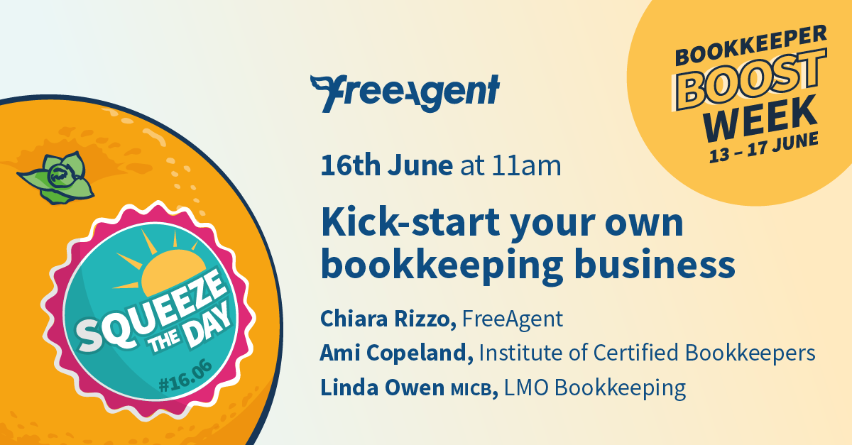 freeagent's tweet photo. Day 4 of #BookkeeperBoostWeek is here! At 11am, weโll be chatting to Ami Copeland from the @ICBUK and Linda Owen MICB of LMO Bookkeeping, who will share everything you need to set up your own #bookkeeping practice๐ Register here! https://t.co/XgC55nRSDK https://t.co/7UBnKHjWWz