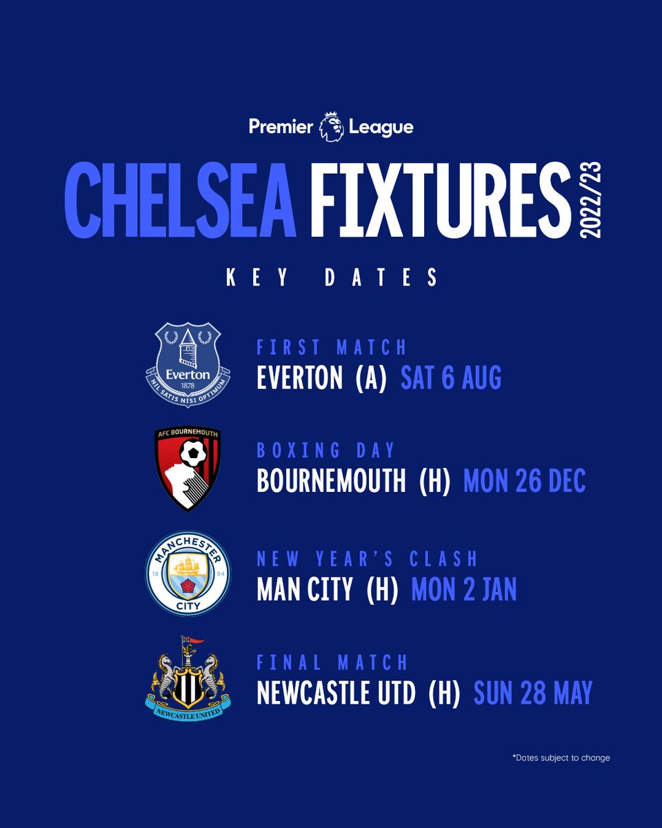 ChelseaFC's tweet image. Key dates for the diary! 🔵

#PLfixtures