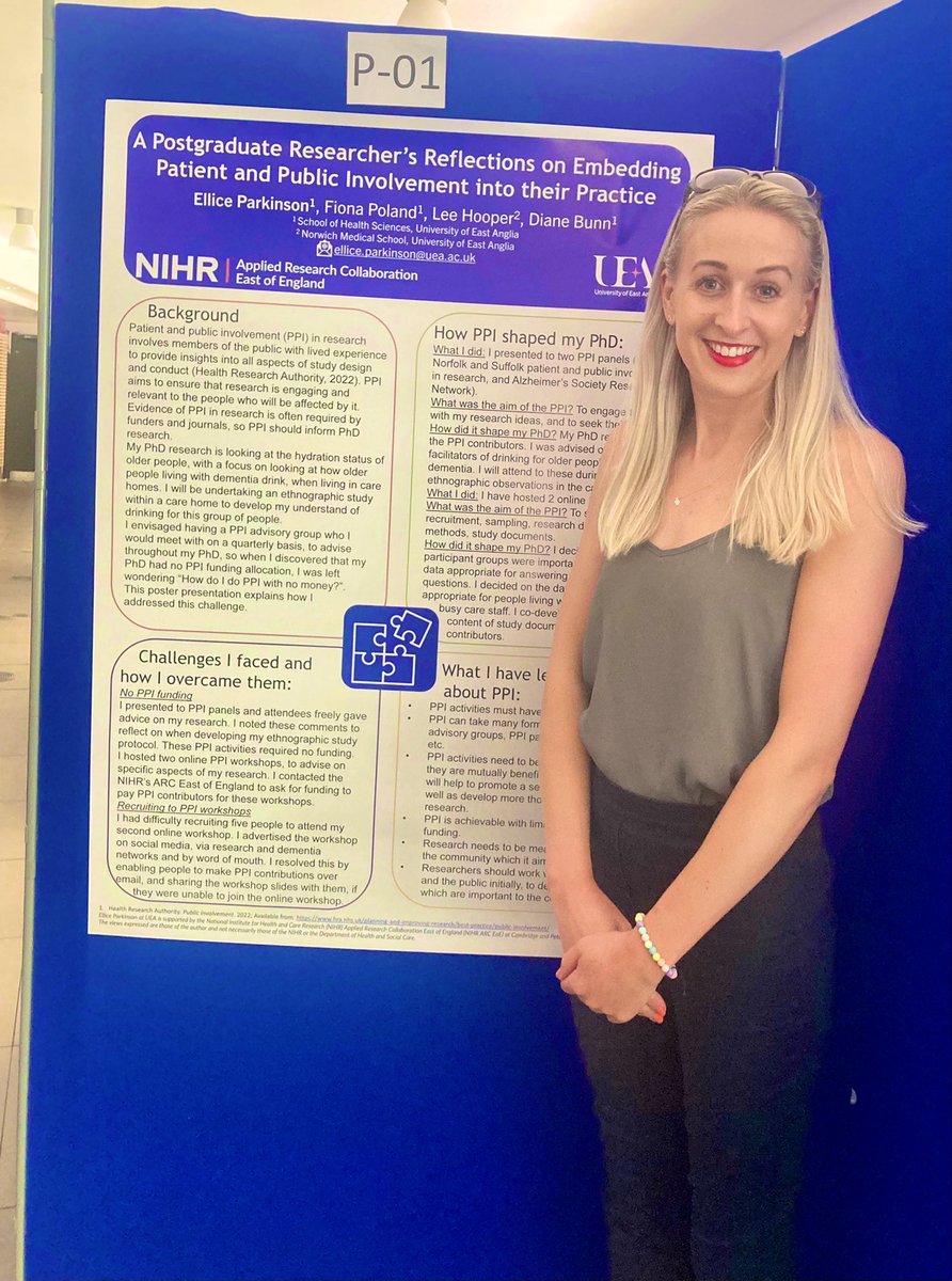 ElliceParkinson's tweet photo. Please come and see my poster at the @uniofeastanglia FMH #PGR conference today!
I’m sharing how I’ve embedded #PPI within my PhD, and how PPI has developed my research.
Please tweet me, or email me with any questions! https://t.co/l65QSdU3yR