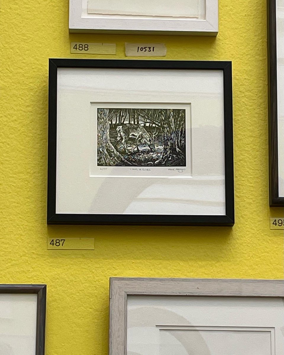 maxangusmaker's tweet image. Varnishing Day at the RA on Monday. So pleased to have two  images @royalacademy ‘Oystercatchers away day’ 4 block linocut and ‘I am a girl’ wood engraving