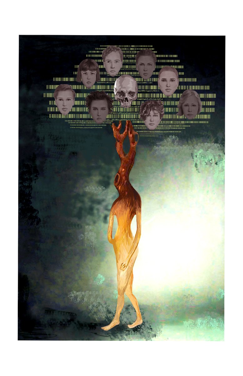 FarNft1's tweet photo. GM #NFTCommunity 💀,The #Superchild interactive project is children's story that is interactively designed by participants using the FBI app with beauty standards, is given to me with their identification code, and I put them next to the #WAQWAQtree.#Superchildcollection #darkart https://t.co/dQSZsOerE9