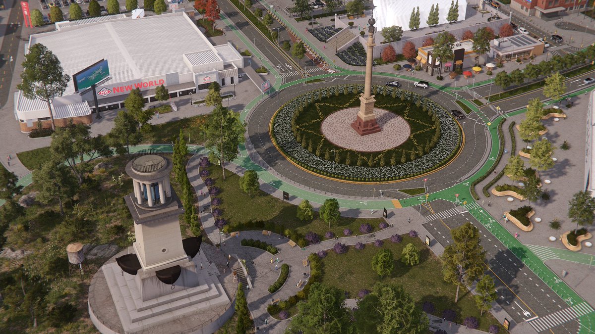 TDWsVillage's tweet photo. The countless hours working on the projects around this #roundabout… #CitiesSkylines https://t.co/hJYbb35zu8