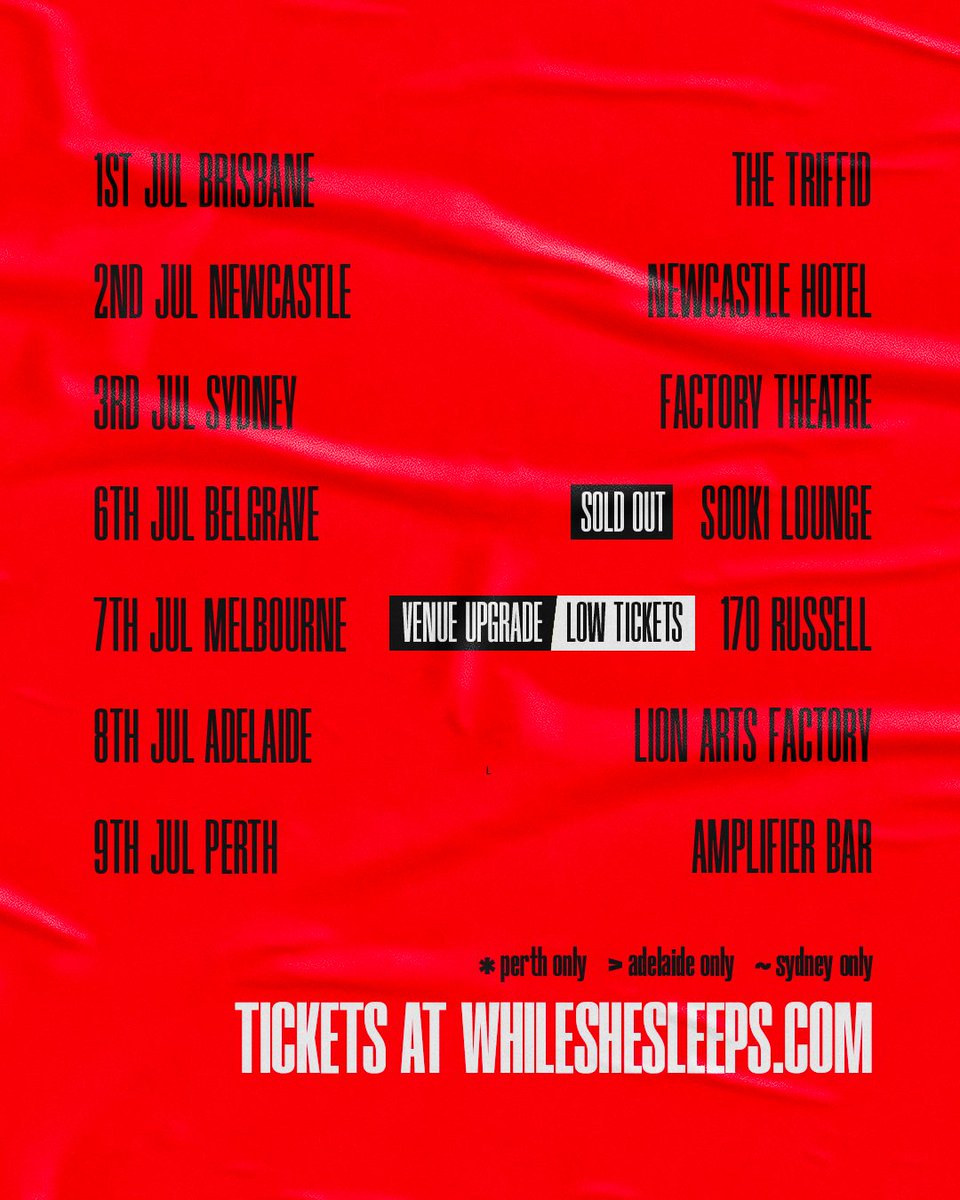 whileshesleeps's tweet photo. Verified
🇦🇺 AUSTRALIA ARE YOU READY? TWO WEEKS AND COUNTING UNTIL OUR FIRST NATIONAL HEADLINE TOUR 🟥 Tickets - https://t.co/84LyW9LCyZ https://t.co/heqZ5b4X5W