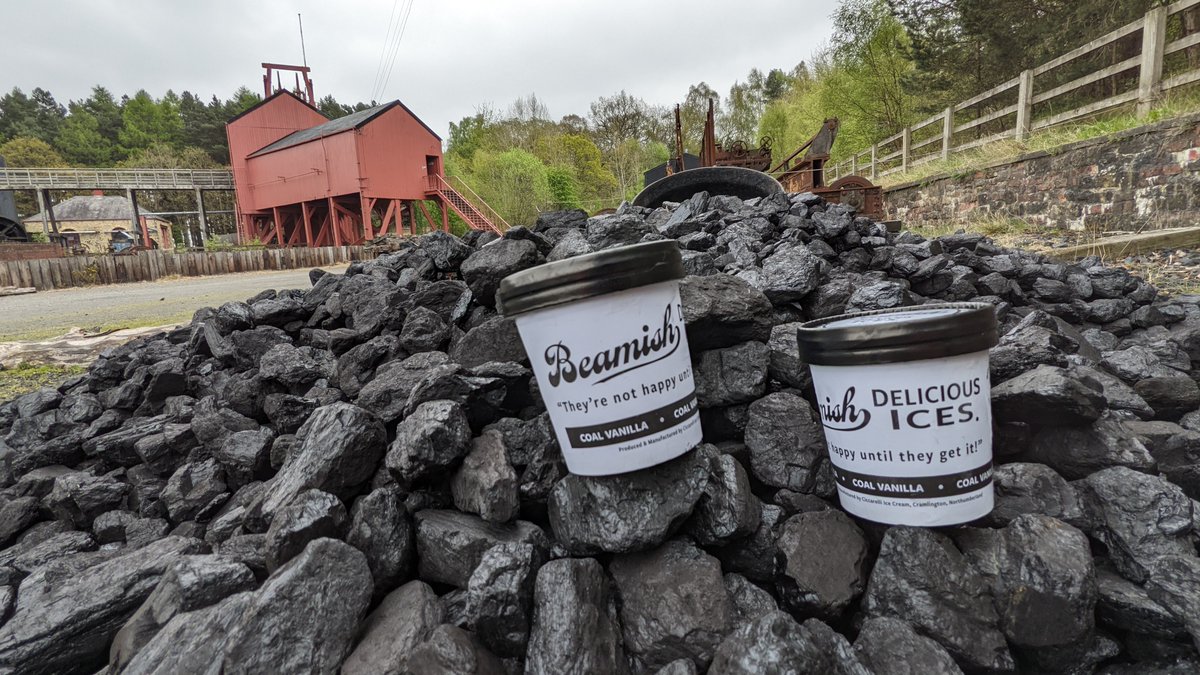 Beamish_Museum's tweet photo. Mini #heatwave. The perfect time to try our new COAL ice cream!

Taste the delights of the colliery with our black vanilla Italian gelato with popping candy, available from the Sinkers’ Bait Cabin &amp; ice cream bikes!

PS – no actual coal was used in the making of this ice cream! https://t.co/GuwGgYoOzW