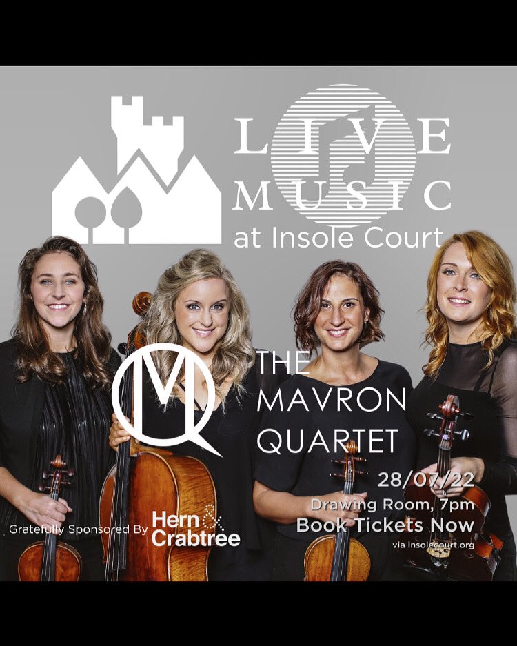 The Mavron Quartet (@mavronquartet) on Twitter photo Super excited to be returning to <a href="/insolecourt/">Insole Court</a> on 28th July!! 🎉
A 1hr recital to include #haydn op.50 no.6 ‘The Frog’ 🐸 and #Mendelssohn F minor op.80.
Thursday 28th July 2022
7-8pm - £10/£12
Info: insolecourt.org/events/an-even… 🎼🎻🎻🎻🎻
#stringquartet #drawingroom #livemusic Super excited to be returning to <a href="/insolecourt/">Insole Court</a> on 28th July!! 🎉
A 1hr recital to include #haydn op.50 no.6 ‘The Frog’ 🐸 and #Mendelssohn F minor op.80.
Thursday 28th July 2022
7-8pm - £10/£12
Info: insolecourt.org/events/an-even… 🎼🎻🎻🎻🎻
#stringquartet #drawingroom #livemusic