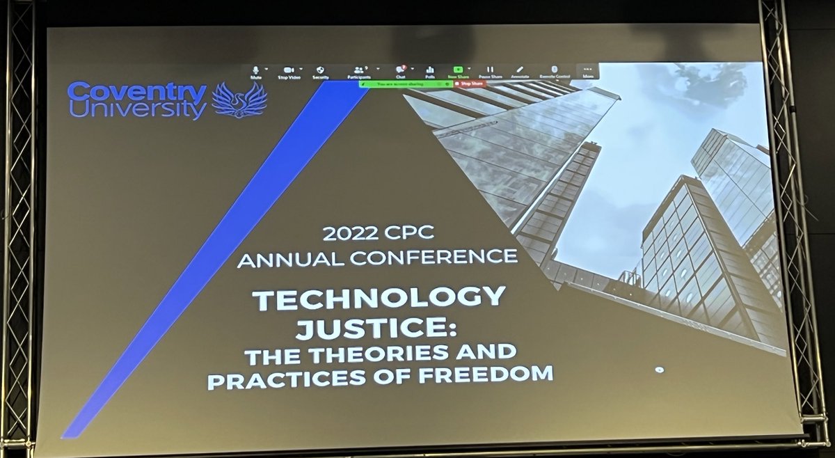 Elpidap's tweet photo. Good morning from the @CovUni_CPC Annual Conference #TechnologyJustice https://t.co/zZ5fXa9Rxj