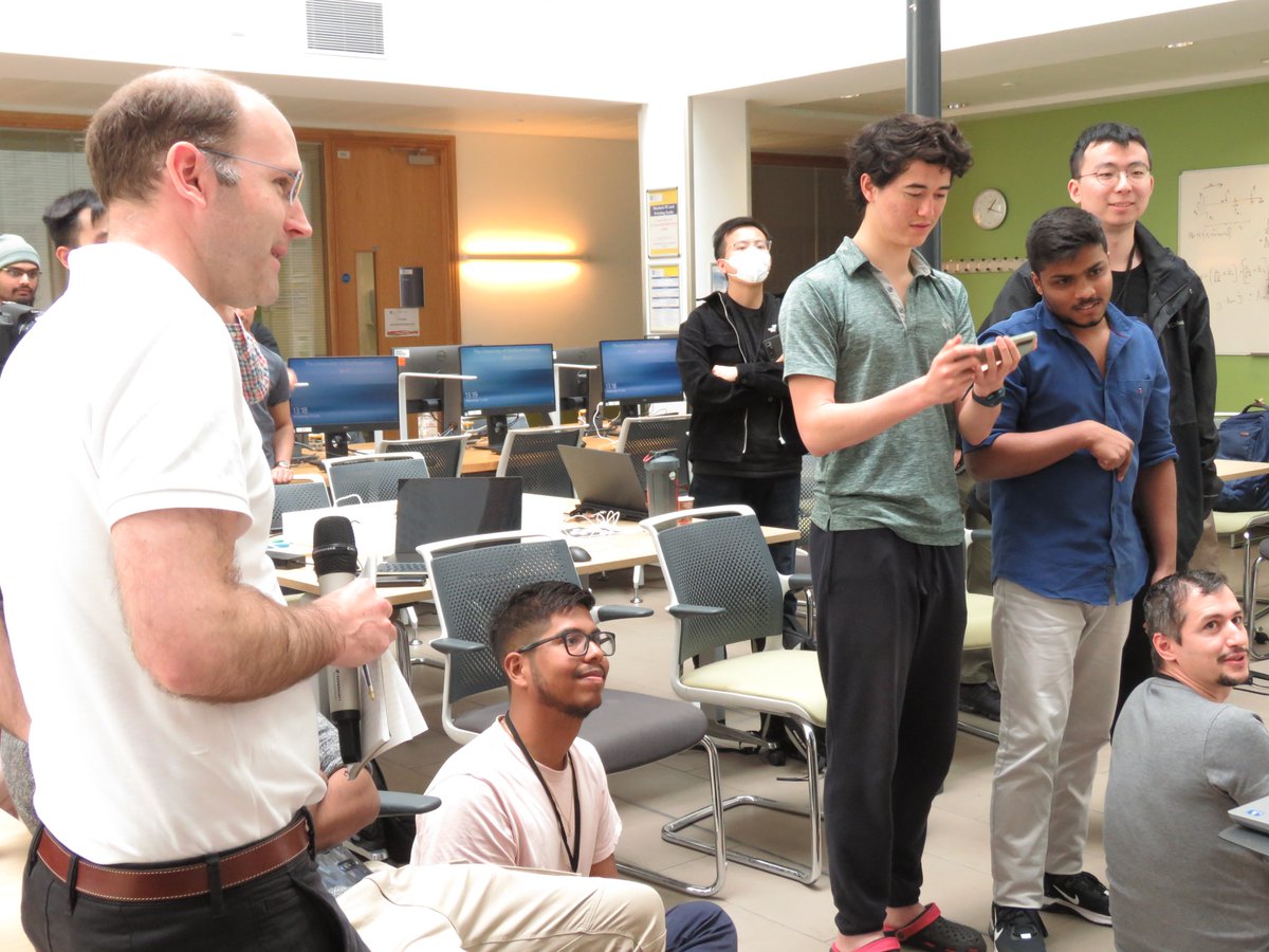 ShefACSE's tweet photo. Yesterday was the final day of SwarmHack 2022 in collaboration with @UoY_CS and @UomRobotics.

Students worked in teams across the three universities to learn about robot swarms and come up with solutions to challenges. 

Funded by @UKRobotics and facilitated by @RoderichGross https://t.co/JPvJin23ST