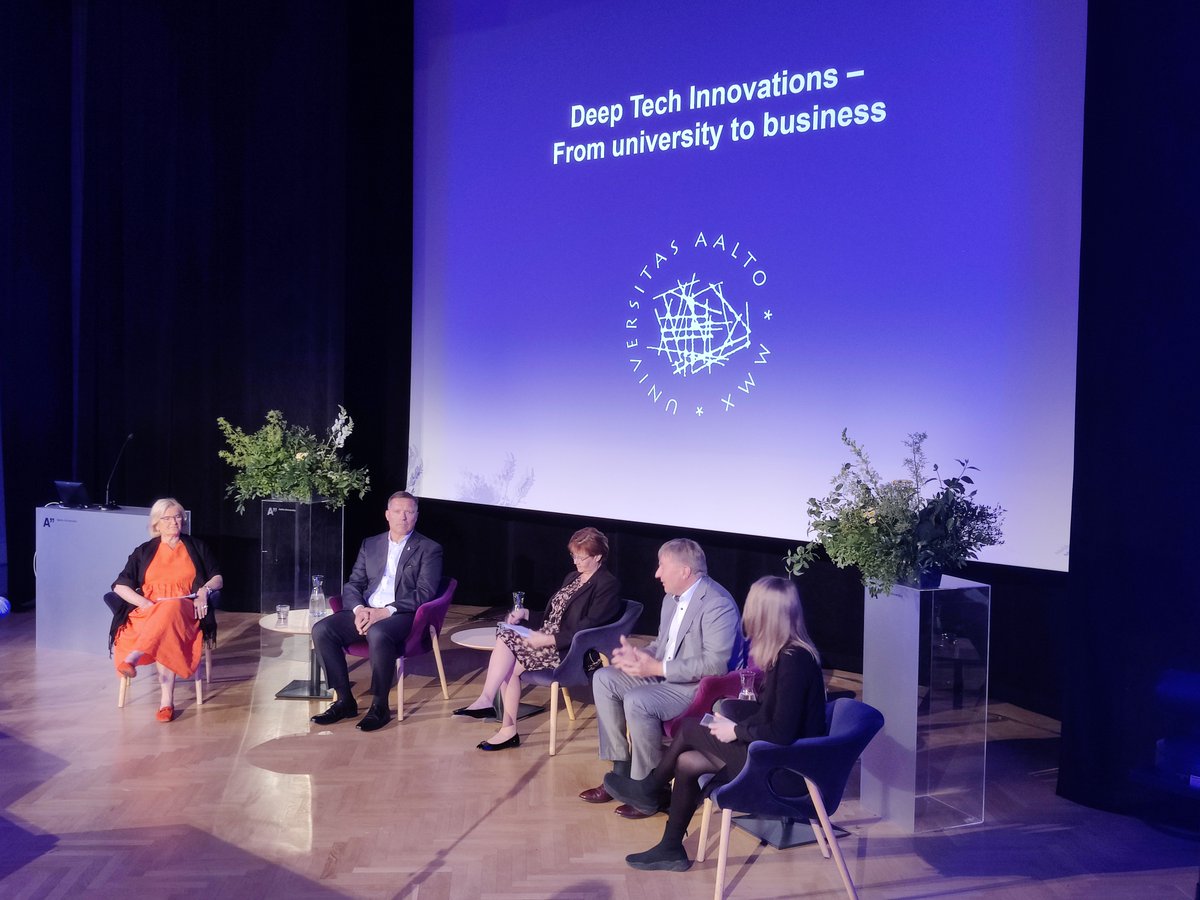 AaltoUniversity's tweet photo. In today's second panel, our honorary doctors discuss Deep Tech innovations and how research can be turned into business. Our panelists are:

🌟 Mårten Mickos @martenmickos
🌟 Marjo Miettinen @marjomannu
🌟 Tuula Teeri
🌟 Tuomas Tenkanen

#DeepTech #innovation #research https://t.co/gVLAvUBlmw