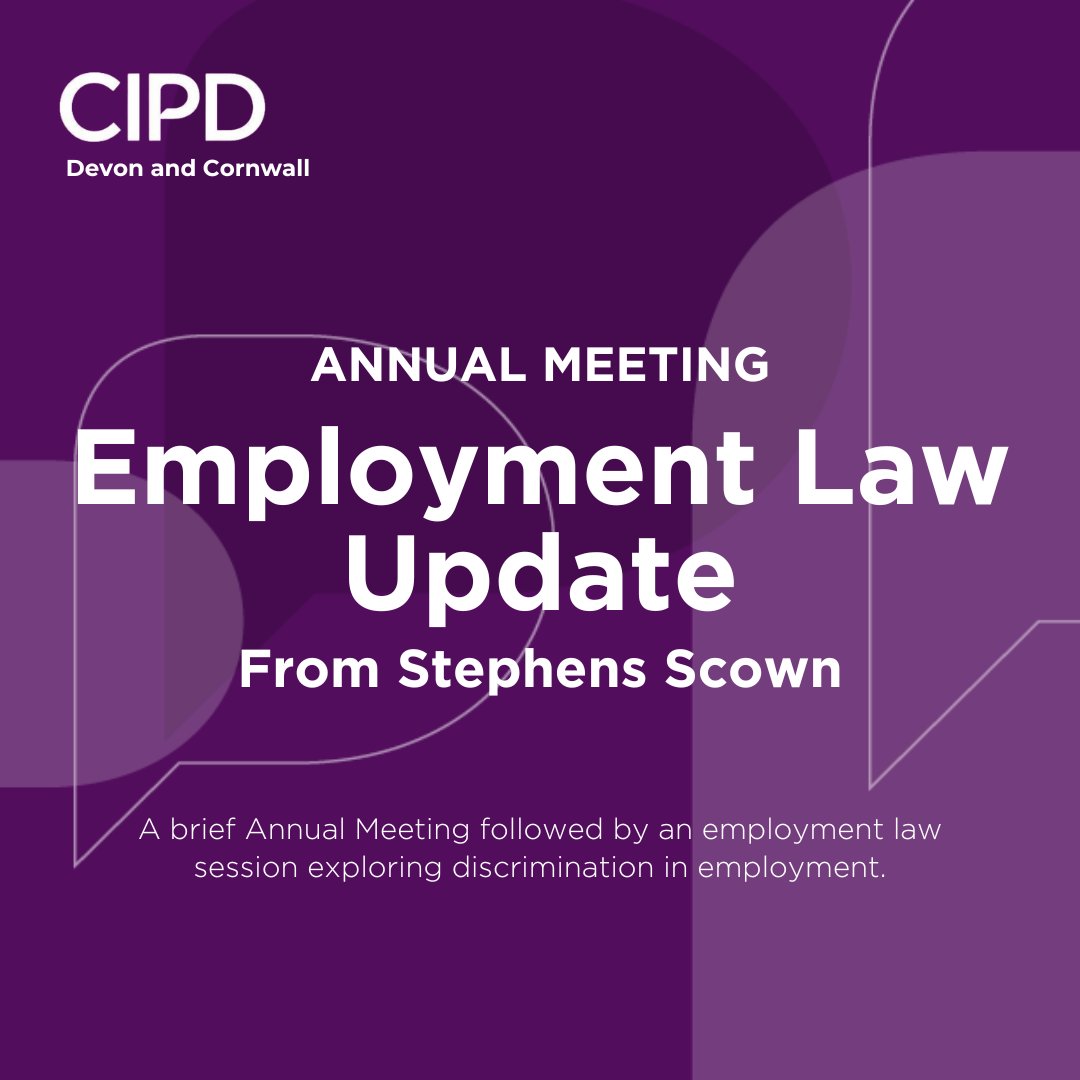cipd_dc's tweet photo. Join your CIPD Branch for a brief Annual Meeting followed by a topical Employment Law session exploring discrimination in employment ⚖️

Secure your space below ⬇️
https://t.co/2YqLXmKJSr

#CIPD #CIPDDevon #CIPDCornwall #EmploymentLaw  #AnnualMeeting #HR https://t.co/XPAxm5Bc75