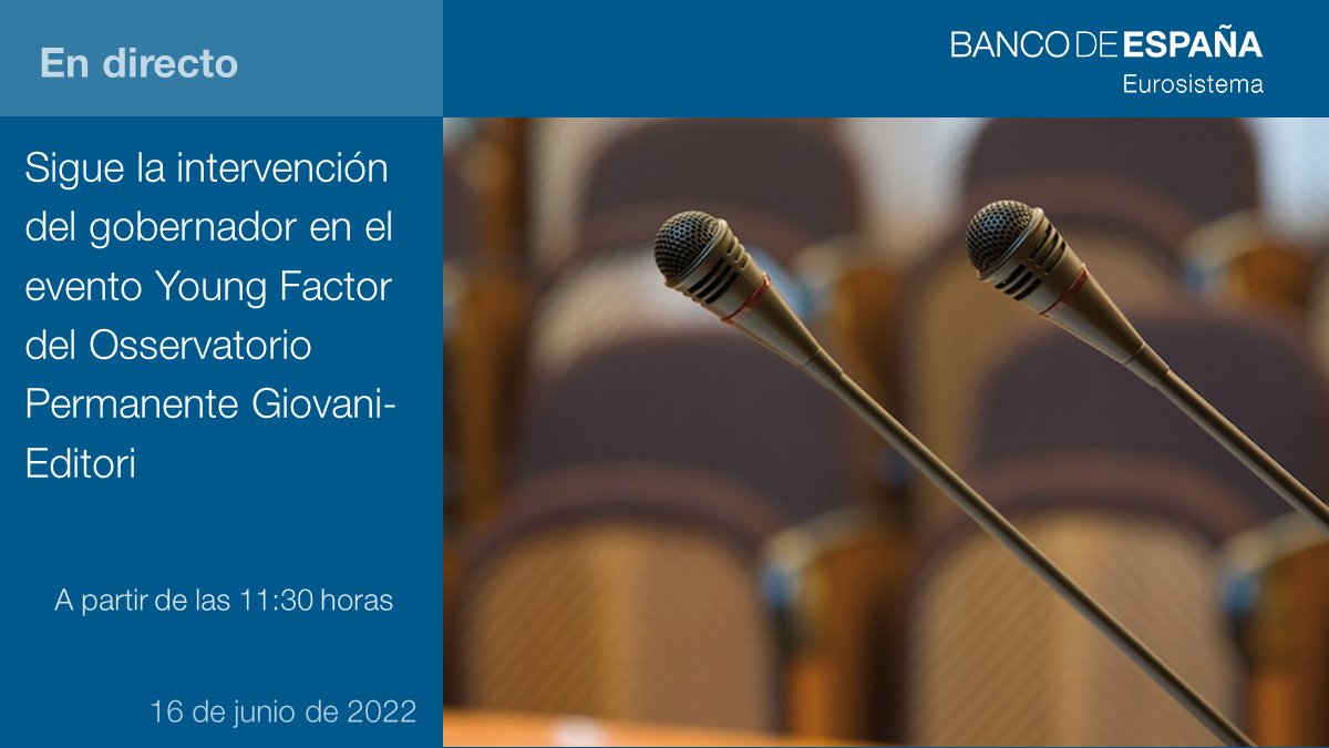 BancoDeEspana's tweet photo. El gobernador #bdeHdeCos participa esta mañana en la mesa redonda "European challenges: economic and financial literacy and a new sense of belonging", del evento #YoungFactor, del Osservatorio Permanente Giovani-Editori @opge . Síguelo #EnDirecto 📽️ https://t.co/yefh7dfMwB https://t.co/pFTvLbtsy1