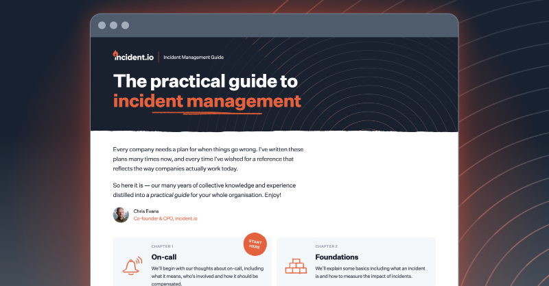 incident_io's tweet photo. We couldn’t be more excited to share our Practical Guide to Incident Management! 🎉

Every company needs a plan for when things go wrong. Here it is – our years of collective knowledge &amp; experience distilled into a practical guide.

What's your favourite chapter? Comment below👇