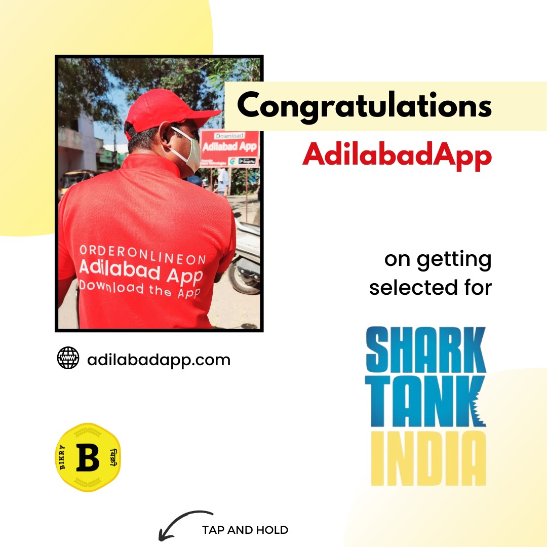 Look! What we did 🤩

A Bikry user who have qualified for Shark Tank India. 
Now you can start your own Multivendor Business like AdilabadApp

.
.

.
.
#sharktankindia #onlinebusiness #adilabadapp #sonytv #trending #congratulations #acheivement #Twitterhub #Twitter