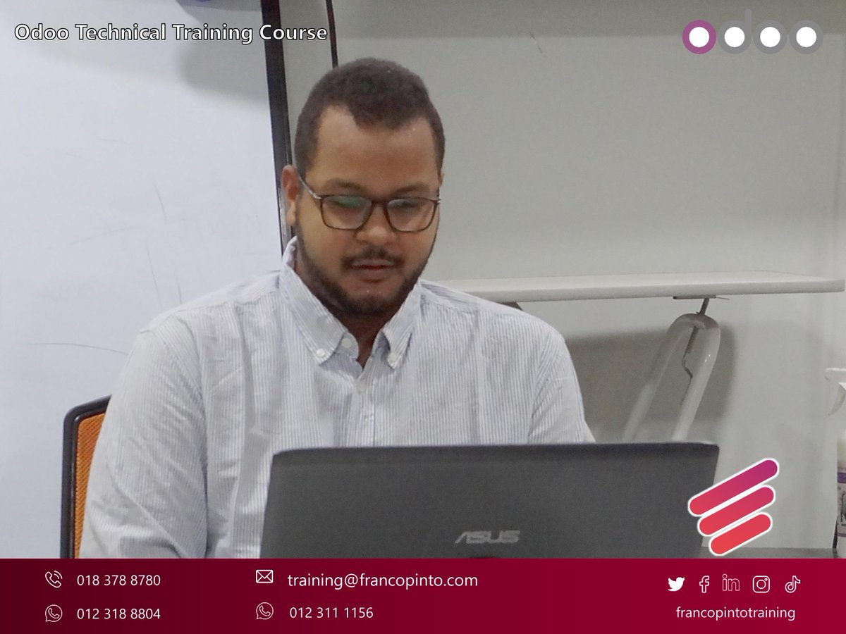 PintoTraining's tweet image. جانب من فعاليات دورة Odoo Technical لمجموعة من المهندسين.

تقديم المهندس: حسام الدين مصطفى

للتسجيل في الدورة يرجى التواصل على:
إتصال: 0183788780
واتساب: 0123188804

أو التسجيل عبر الرابط:
docs.google.com/forms/d/e/1FAI…

#Odoo #odoo_technical