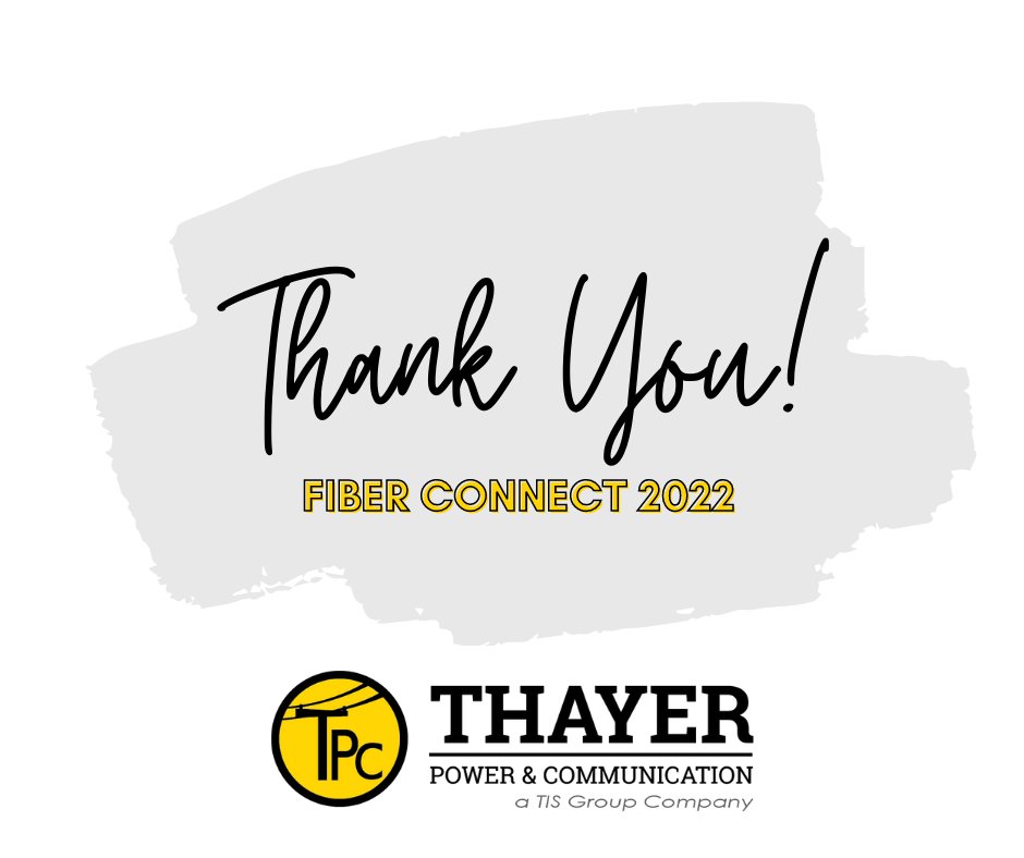 thayerpc's tweet photo. A special "Thank You" to everyone who stopped by our booth to meet and chat with us at Fiber Connect 2022! We can't wait to continue all the relationships we started at the event! #Nashville #tradeshow #fiber https://t.co/czYbYeeL6y