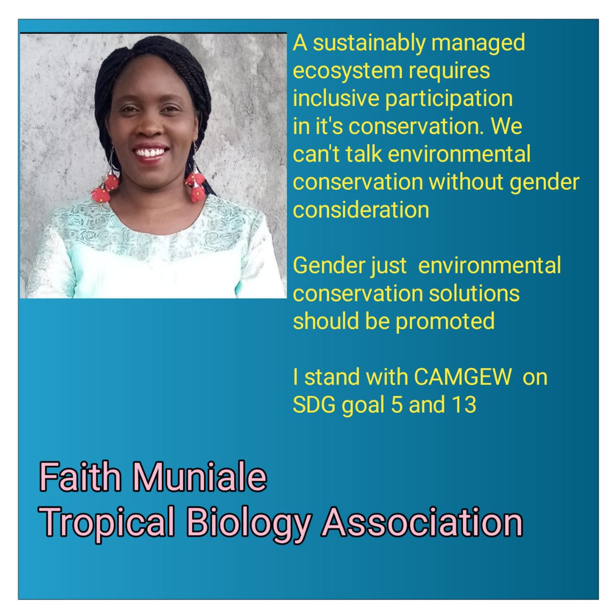 WakonyoMuniale's tweet photo. Empowering Women in Conservation, Gender equality and climate action call for partnerships - SDG5 and SDG13. Join the phrase campaign championed by CSOs in GFWA biodiversity hotspot
#CamgewCoalition4GenderEquality
#CamgewHerVoiceCounts
#Camgew https://t.co/Kzvqfmv3gY