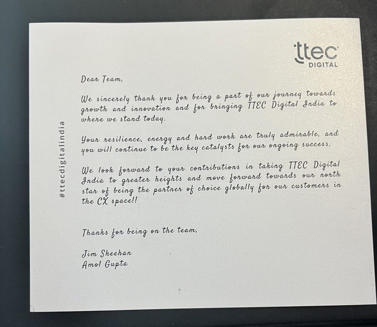 sivaramharish's tweet photo. Thanks for the Swag box, @tteclife @TTECDigital
Thank you @amgup for gathering us at Office, for Jim’s visit 🤞#ttecdigital #swagbox #Goodies https://t.co/QrqsRfhuJW