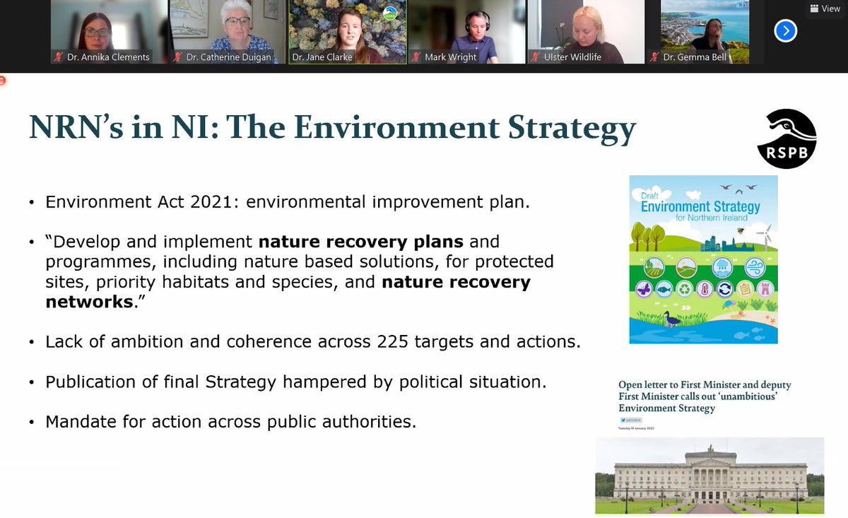 annika_clements's tweet photo. Excellent talk by @JaneRClarke of @RSPBNI for the 1st @NRN_NI 2022 #NatureRecoveryNetworksNI webinar - how can NI policies deliver 'nature networks' - and the need to keep pressure on to make sure this happens! #climatecrisis #biodiversitycrisis https://t.co/8BIqOHVJZh