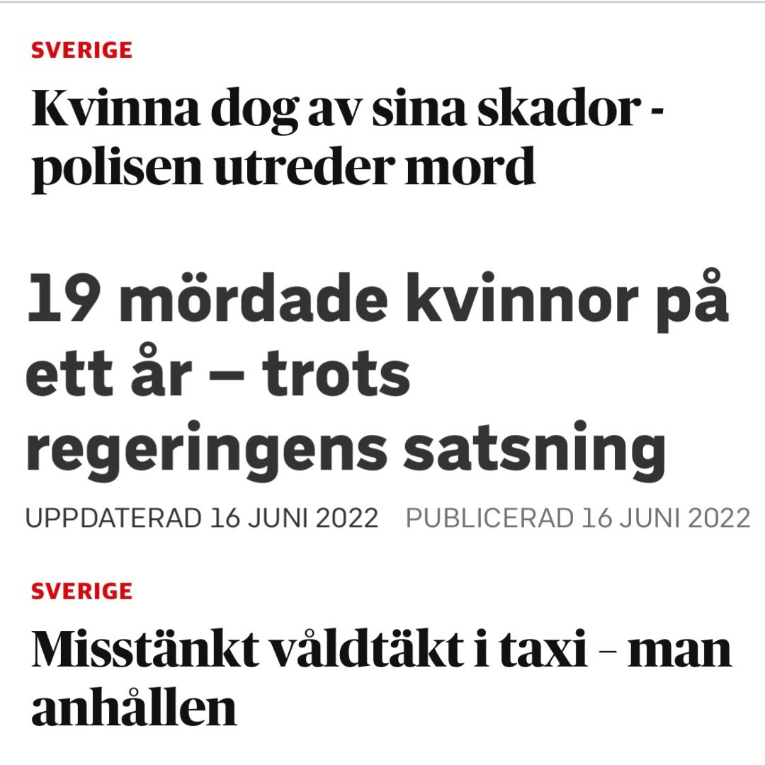 Några av veckans rubriker samtidigt som SSU raljerar om att vi ska ”lyssna på dom kriminella”. 

Det är ett hån mot alla offer, när ska vi sätta brottsoffret i centrum?