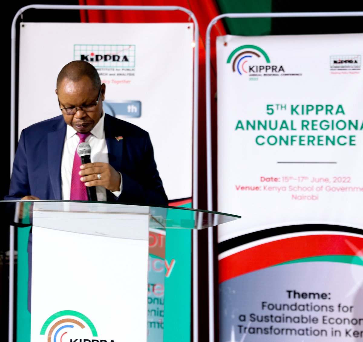 KIPPRAKENYA's tweet photo. Happening Now: Official Opening of 5th KIPPRA Annual Regional Conference. CS Hon. Amb. Ukur Yatani  represented by CAS Eric Wafukho officially opens the conference. Present are PS @Planning_Ke , Mr. Saitoti Torome and KIPPRA Board Chair Dr Benson Ateng’ . #KIPPRAConference2022 https://t.co/ciB1oeDLCt