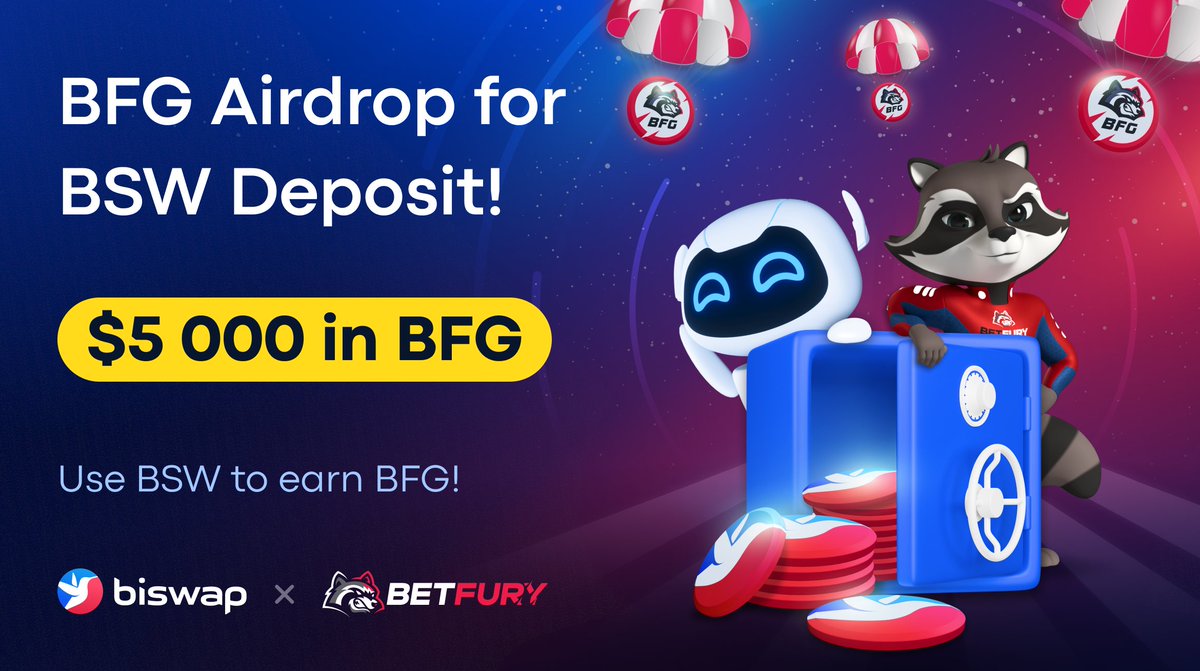 Biswap_Dex's tweet image. ☄️$5K BFG Airdrop for BSW Deposit!☄️
    
Catch limited offer by @Biswap_Dex &amp;amp; @betfury_gaming:
💵bit.ly/3mNmbtZ

$BSW Deposit - $BFG Win:

$10 - $19.99 BSW👉$1 BFG
$20 - $29.99 BSW👉$2 BFG
$30 - $39.99 BSW👉$3 BFG
$40 - $49.99 BSW👉$4 BFG
$50+ BSW👉$5 BFG

Let's go!