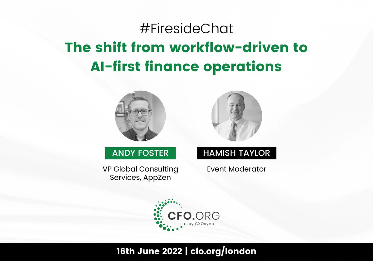 Starting in a few minutes!
#CFOlondon by #CFOorg is moderated by Hamish Taylor!
For more info: lnkd.in/d9H2V3TD

Made possible by #AppZen

#ArtificialIntelligence #FinanceAI #ExpenseAudit #AP #Mastermind #MastermindAnalytics #TeamIntelligence #Autonomous #FinanceOperations