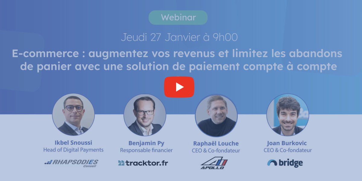 17,7 % c’est le pourcentage de personnes qui abandonnent leur panier d’achat lors de la phase de paiement car les sites e-commerce ne proposent pas assez d’options de paiement.

Découvrez en plus dans notre replay du webinar comment Bridge Pay   👉 bit.ly/3tXzsV9