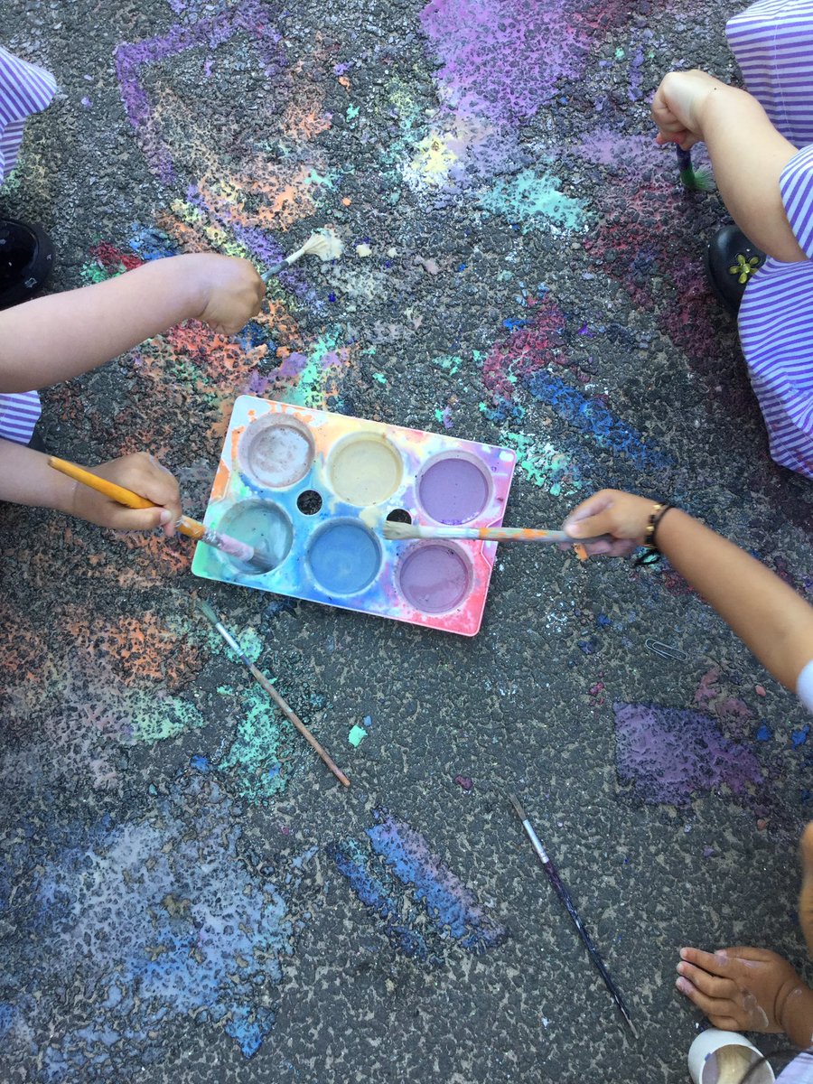 RuspiniHouseRMS's tweet photo. Cornflour painting in the garden this morning was highly popular with the daffodils children. It promotes use of our motor skills when we mixed the paint, water and cornflour and the opportunity for creativity and wonder when we painted marks and watched it dry! #EYFS #art #fun https://t.co/GotAjSOK6s