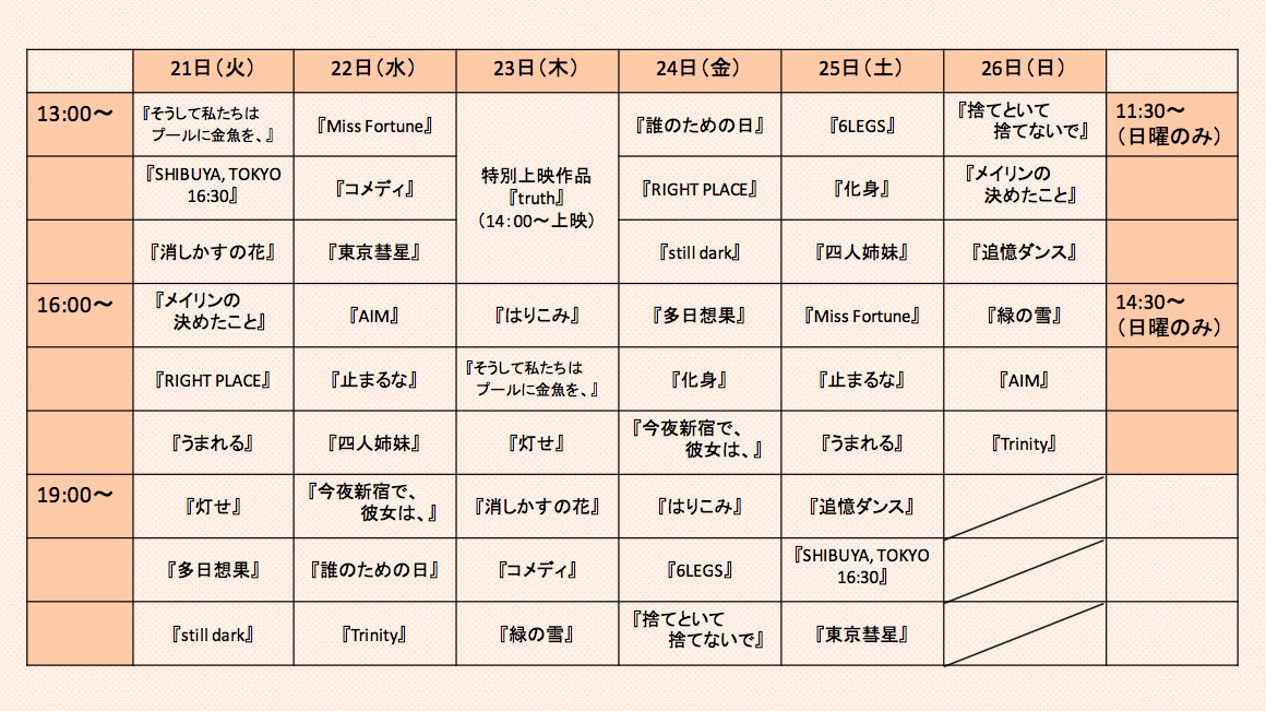 Ledecoshortfilm's tweet photo. 【トークイベント参加者発表】
21日(火)
▼13:00
大富いずみ監督『SHIBUYA, TOKYO 16:30』
小池匠監督『消しかすの花』

▼16:00
鯨岡弘識監督『メイリンの決めたこと』
田中聡監督『うまれる』

▼19:00
安楽涼監督『灯せ』
大門嵩監督『多日想果』
髙橋雄祐監督『still dark』　
※変更可能性有り https://t.co/ZxepPItnRX