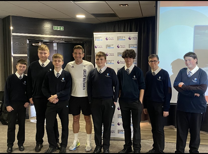 Great to see our Year 9 boys taking part in the <a href="/NU_Foundation/">Newcastle United Foundation</a> Enterprise Challenge. They have worked with Mr Phillipson to design a social media campaign to encourage young males into further education. Here they are pictured with Chris Cook, Olympic Swimmer at St James' Park!