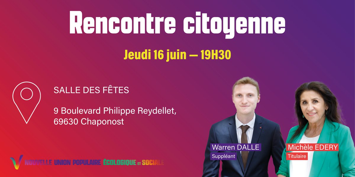 On continue à vous rencontrer ce soir à Chaponost ⤵️

Nous sommes mobilisé.e.s sur le terrain pour porter la victoire ce dimanche ✌️

#VcommeVictoire #legislatives2022 #Nupes