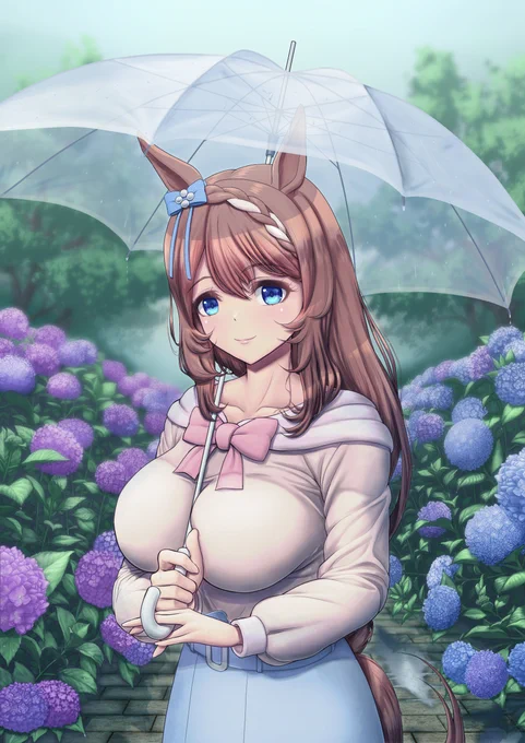 スーパークリークと梅雨☔
#ウマ娘 