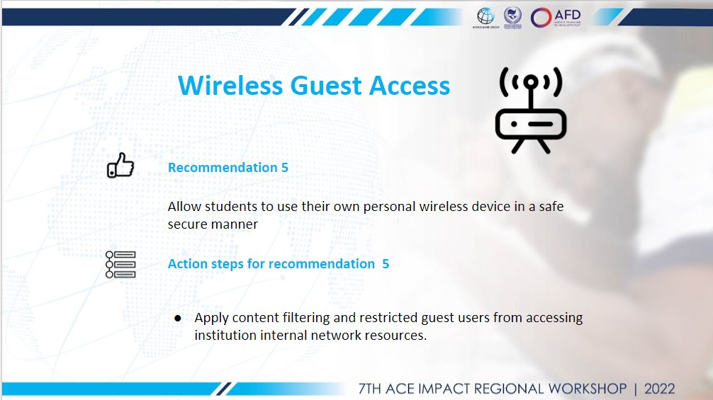 NodumoDhlamini's tweet photo. Moussa Traore International Digital Education Expert #WorldBank provided important ICT Recommendations 4 Digital & Remote Learning 4 #AfricanUniversities during #7thACEImpactRegionalWorkshop in #Benin
#highereducation @AAU_67
#Connectivity #WirelessAccess #StudentDevices https://t.co/tUnRAecLfT