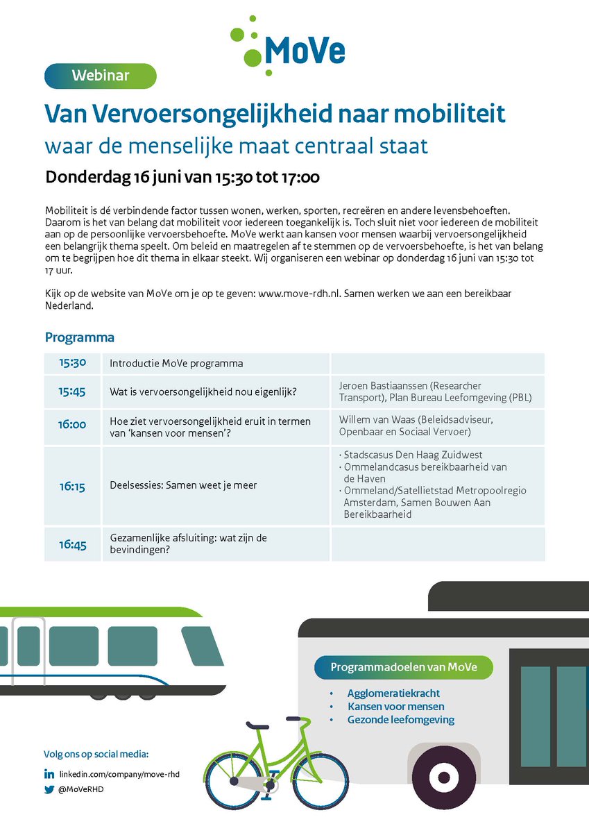 MoveRdh's tweet photo. 🚨webinar-alert🚨Vandaag om 15:30.

De Randstad is goed bereikbaar. Toch blijkt dit voor niet iedereen. Wat kun je doen aan #vervoersongelijkheid? Zelfs voor de best bereikbare gemeenten? Praat mee⤵️

https://t.co/NedUiMSe0z 
 
#kansenvoormensen #bereikbaarheid #openbaarvervoer https://t.co/YJj49HRox5
