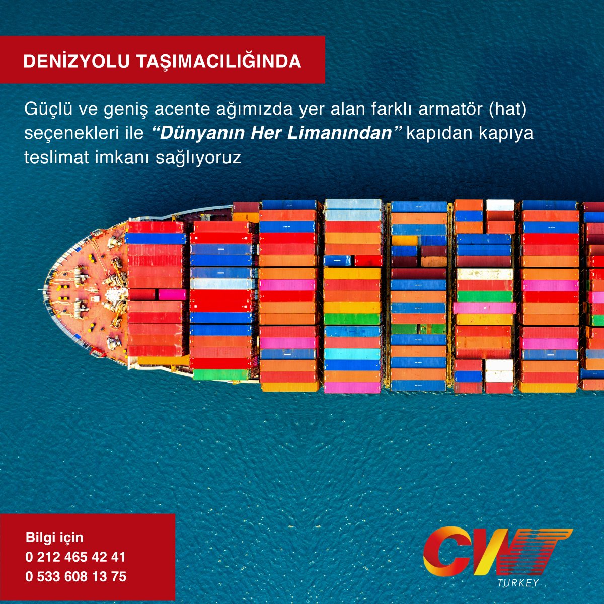 CwtTurkey_'s tweet photo. Güçlü ve geniş acente ağımızda yer alan farklı armatör (hat) seçenekleri ile “Dünyanın Her Limanından” kapıdan kapıya teslimat imkanı sağlıyoruz.
#cwtturkey #lojistik #logistics #denizyolutaşımacılığı #seafreight #freight #cwtlojistik #cwtlogistics https://t.co/KIHofORcoB