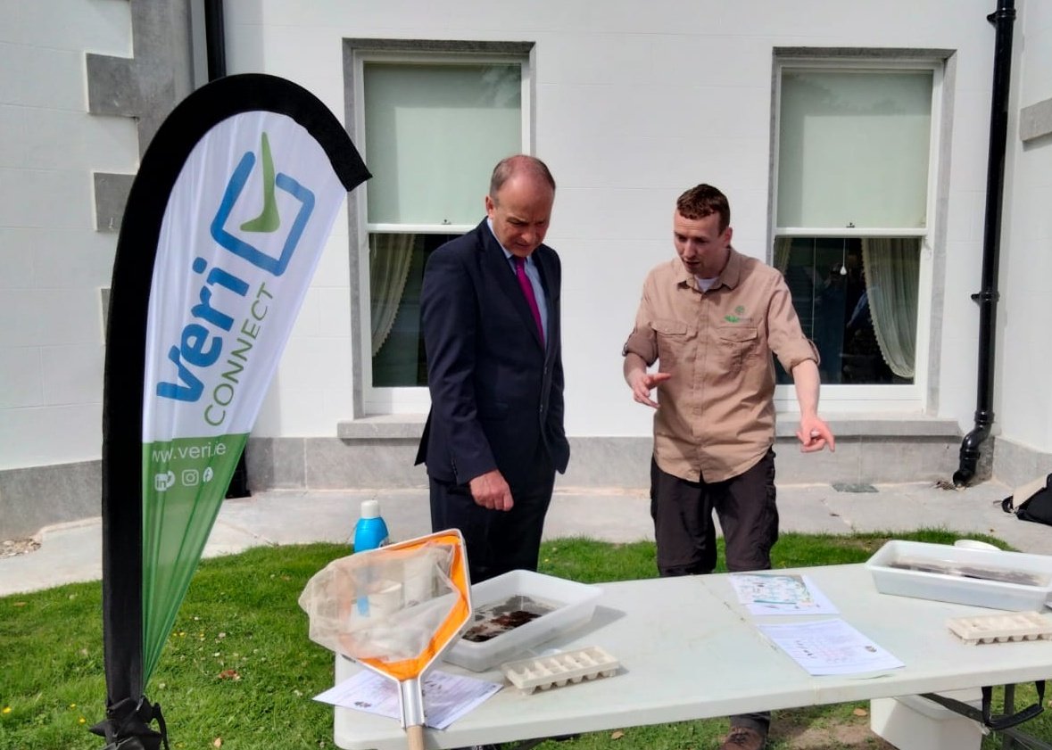 VeriConnect's tweet photo. Wild Work is the largest Biodiversity Project in Ireland valued at €1 million. Kieran is telling @MichealMartinTD all about the innovate ways we are delivering the training at a showcase in @fotawildlife this morning. @AMMcSORLEY @SECADCork https://t.co/HRW4cUDQGp