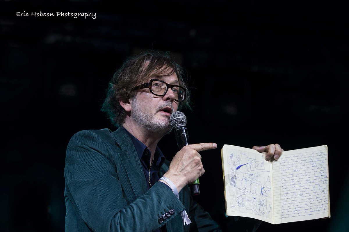 Jarvis Cocker at the marvellous @KiteFSTVL in conversation with June Sarpong discussion what's in his 'bag' of loft memories in particular his school science book. Lots of details of Pulp and what the clothes they would wear and their impact on the music recording industry.