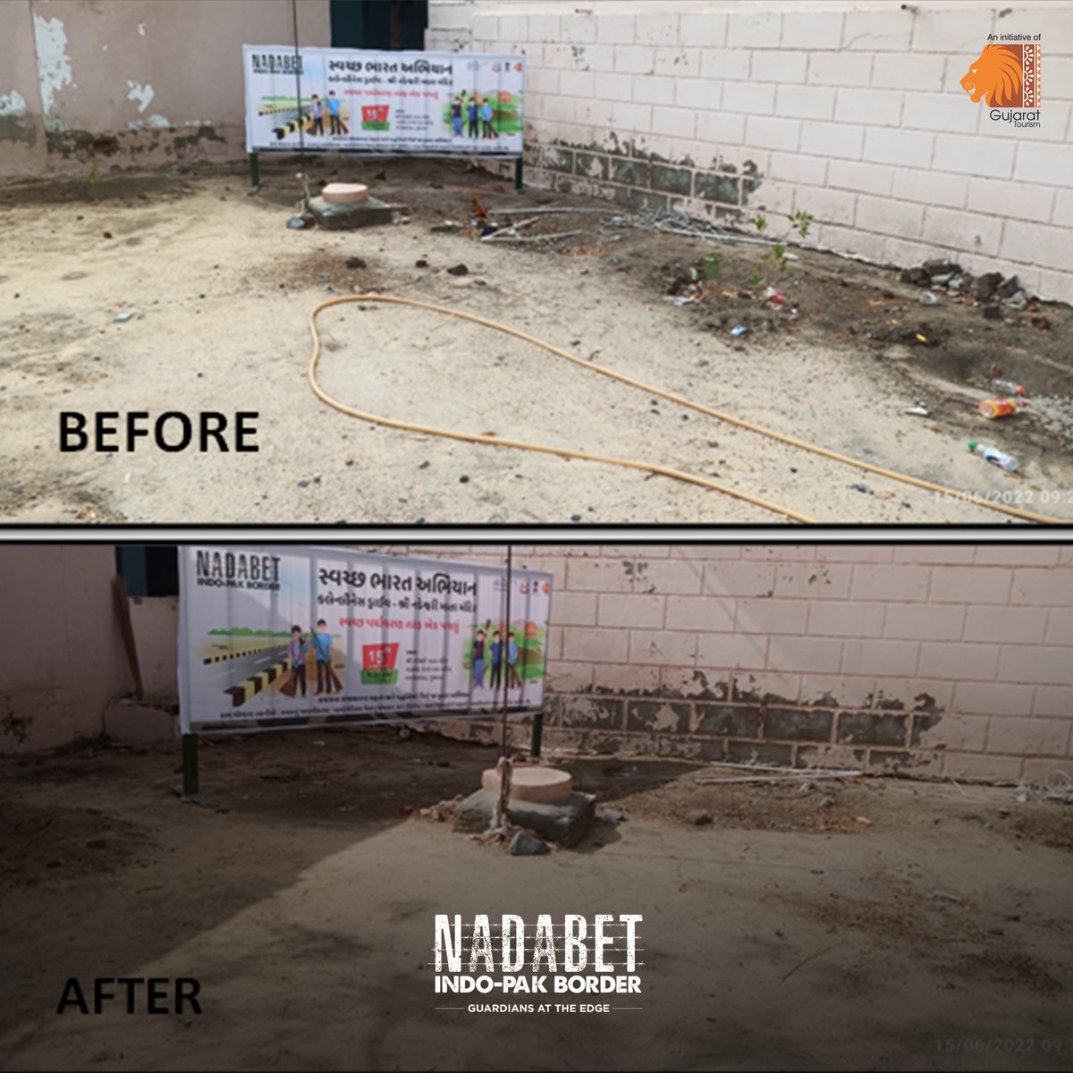VisitNadabet's tweet photo. A #cleanlinessdrive was organised by #NadabetIndoPakBorder at #NadeshwariMatatemple. The idea is to work towards a cause, to create awareness and inculcate cleanliness as a habit and not a compulsion.
#BorderSecurityForce #IndianArmy #bsfmen #patriotism #gujarattourism https://t.co/vLEwSKSz97