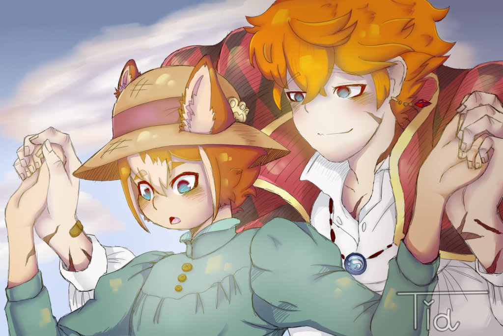 the Gorou and Tartaglia in the image of Howl and Sophie. I really like this anime movie😩. so I decided to draw them , I think they look good together 
#GenshinImpact #tartaglia #GOROU